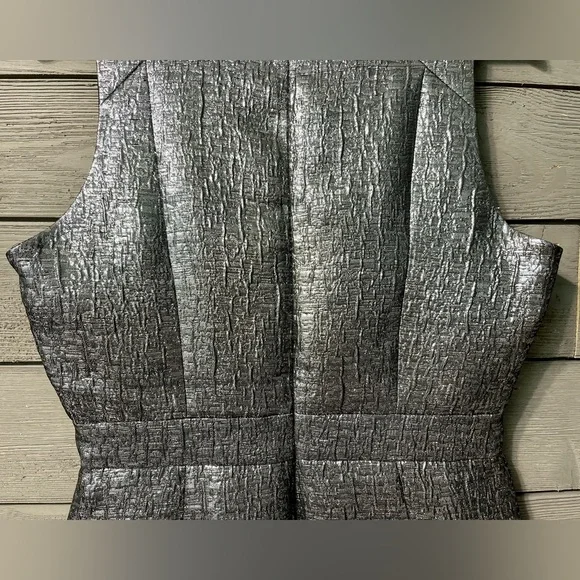 NWT Susana Monaco Silver Chrome Metallic Bodycon Pencil Midi Dress Sz 6 Wedding - Picture 8 of 14